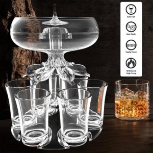 MOKOQI Shot Glasses Party Drink Dispenser with 6 Shot Glasses Set Liquid Beverage Drink Fountains for Parties on Birthday Wedding Holiday Fun Restaurants Accessories Home Gifts