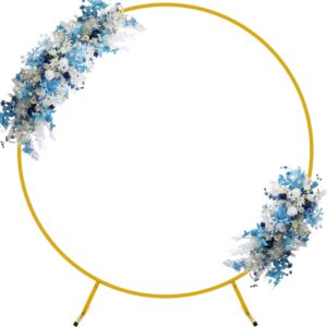 Asee'm 5ft Circle Backdrop Stand Round Balloon Arch Frame Gold Metal for Wedding Birthday Baby Shower Party Graduation Background Decoration