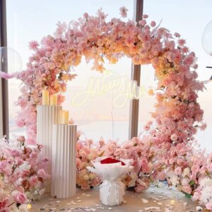 Asee'm 5ft Circle Backdrop Stand Round Balloon Arch Frame Gold Metal for Wedding Birthday Baby Shower Party Graduation Background Decoration