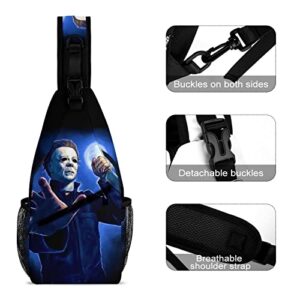 ZHANGXM Crossbody Sling Halloween Michael Myers Backpack Sling Bag Travel Hiking All Printed Chest Bag Daypack