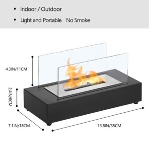 Orqihod Outdoor Tabletop Fire Pit Protable Tabletop Fireplace for Indoor Outdoor, Smokeless, Odorless, Black, 13.8x7x5.7in