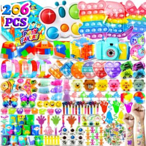 206 pcs party favors for kids 3-5 8-12, pop fidget toys pack birthday gifts bulk toys goodie bag stuffers, treasure box toys for classroom prizes for kids pinata stuffers