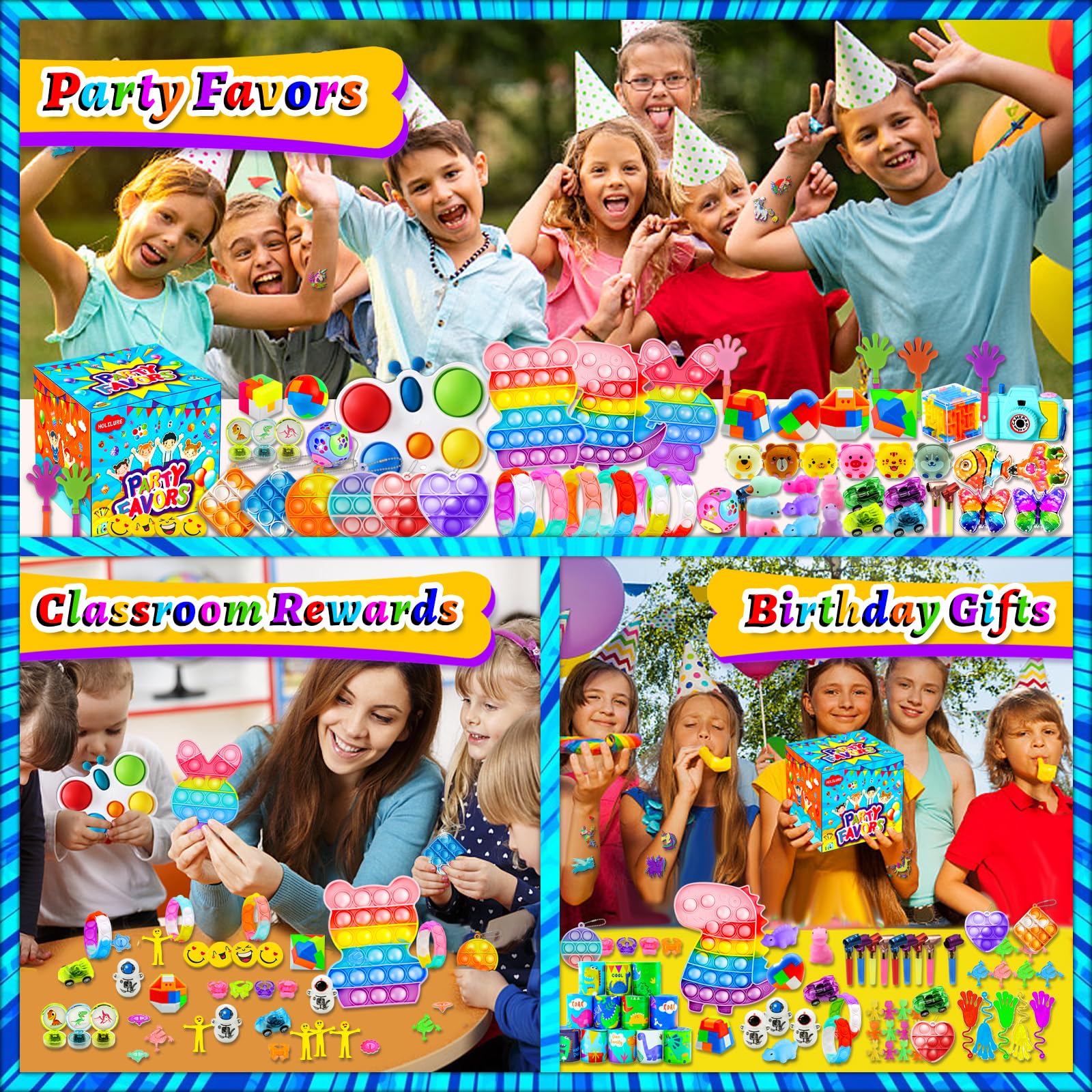 206 PCS Party Favors for Kids 3-5 8-12, Pop Fidget Toys Pack Birthday Gifts Bulk Toys Goodie Bag Stuffers, Treasure Box Toys for Classroom Prizes for Kids Pinata Stuffers