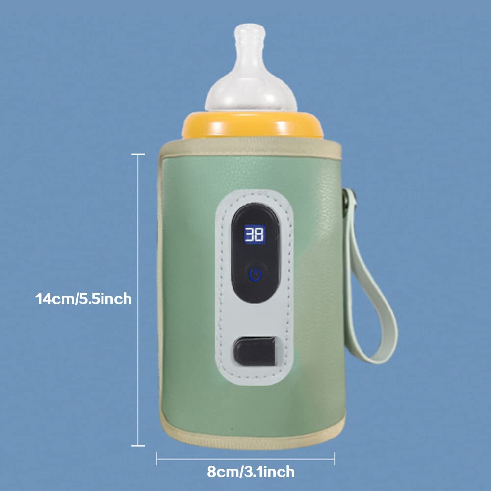 Baby Bottle Warmer Portable Travel Baby Bottle Warmer for Car, 5-Speeds Temperature Adjustment Drink Warm Milk Bottle Insulation Cover with USB Cable