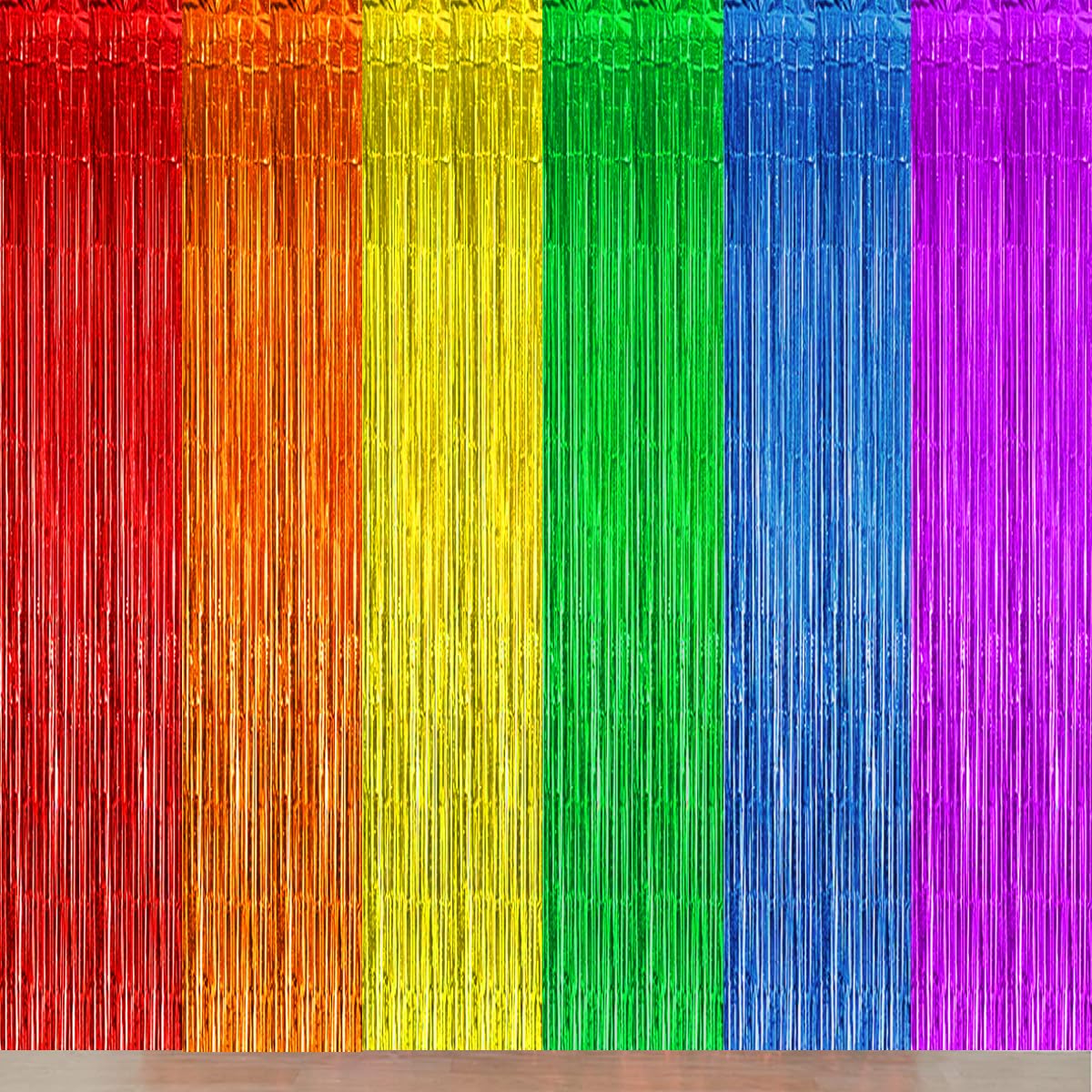 Rainbow Foil Curtain Party Decorations, Colorful Fringe Backdrop, Rainbow Streamer Backdrop for Birthday Party Unicorn Bridal Shower (3Pack)