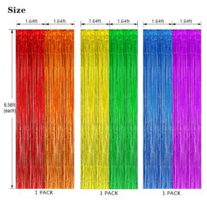 Rainbow Foil Curtain Party Decorations, Colorful Fringe Backdrop, Rainbow Streamer Backdrop for Birthday Party Unicorn Bridal Shower (3Pack)