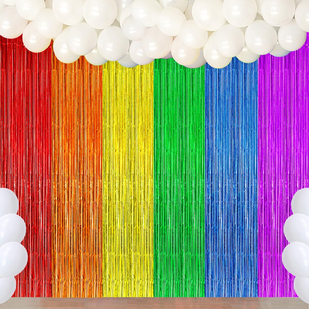 Rainbow Foil Curtain Party Decorations, Colorful Fringe Backdrop, Rainbow Streamer Backdrop for Birthday Party Unicorn Bridal Shower (3Pack)