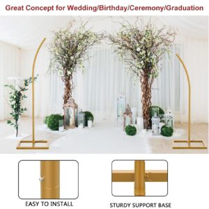 Metal Wedding Backdrop Stand | 6.8Ft & 8Ft Curved Top Wedding Arch Frame | Set of 2 Balloon Flower Backdrop Stands for Ceremony Birthday Baby Shower Anniversary Background Decoration