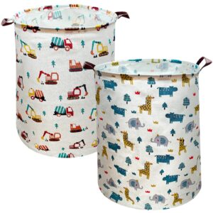 tarwemmqn 2-pack baby large laundry hamper with handle collapsible cartoon dirty clothes basket tall freestanding toy storage organizer for laundry,bedroom,nursery