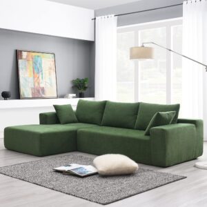 williamspace 109" modular sectional sofa couch for living room, modern upholstered floor sofa, l-shaped sponge sofa couch with chaise lounge & pillows for home office, chenille fabric (green)