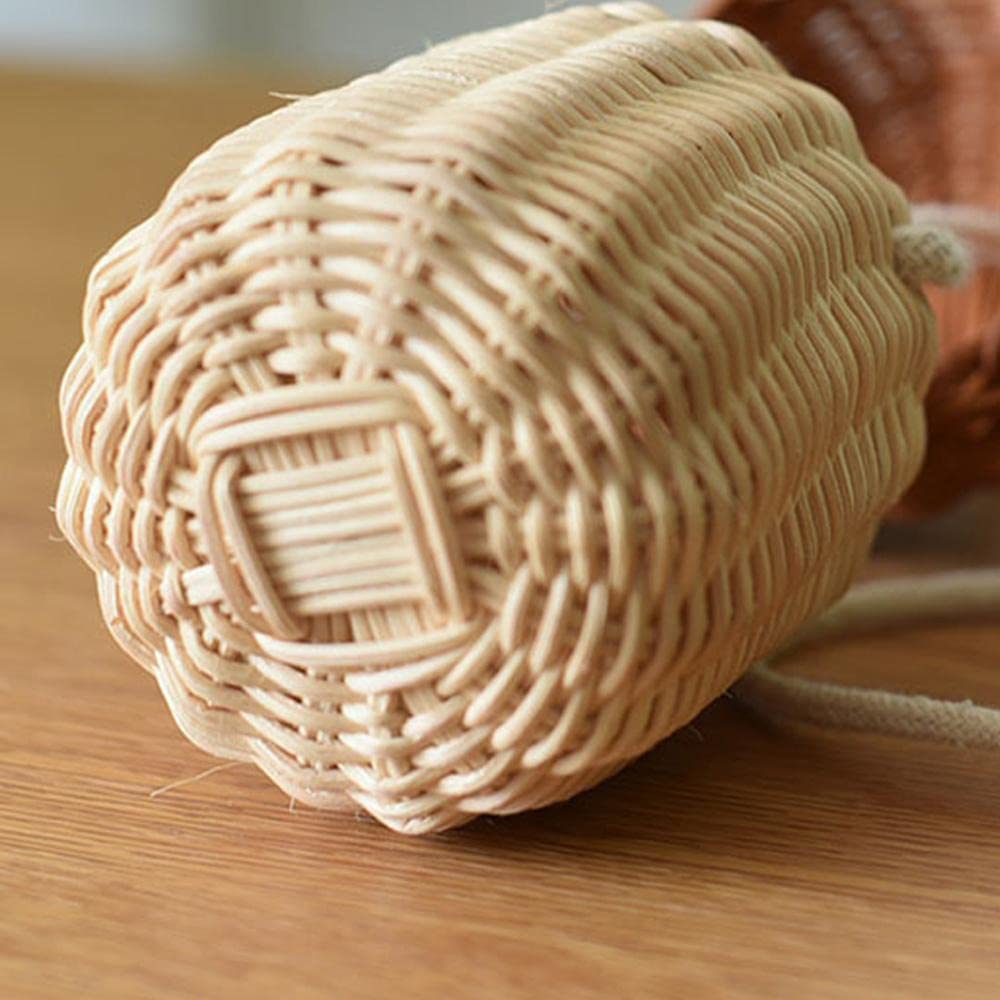 gofidin Acorn Shaped Basket Storage Basket Rattan Wooden Woven Shoulder Bag Tropical Beach Style Bucket Photo Props