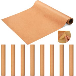 8 pack self adhesive cork roll 18 x 47 inches long cork roll bulk 0.5 mm thick cork backing sheets drawer shelf liner for coaster, wall decoration, diy crafting, halloween party, door signs
