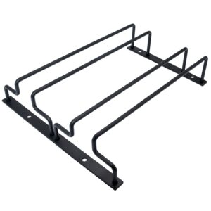 zoohot 9.64-inch under cabinet wine glass rack stemware holder glasses storage hanger metal organizer for bar kitchen black(2 row)