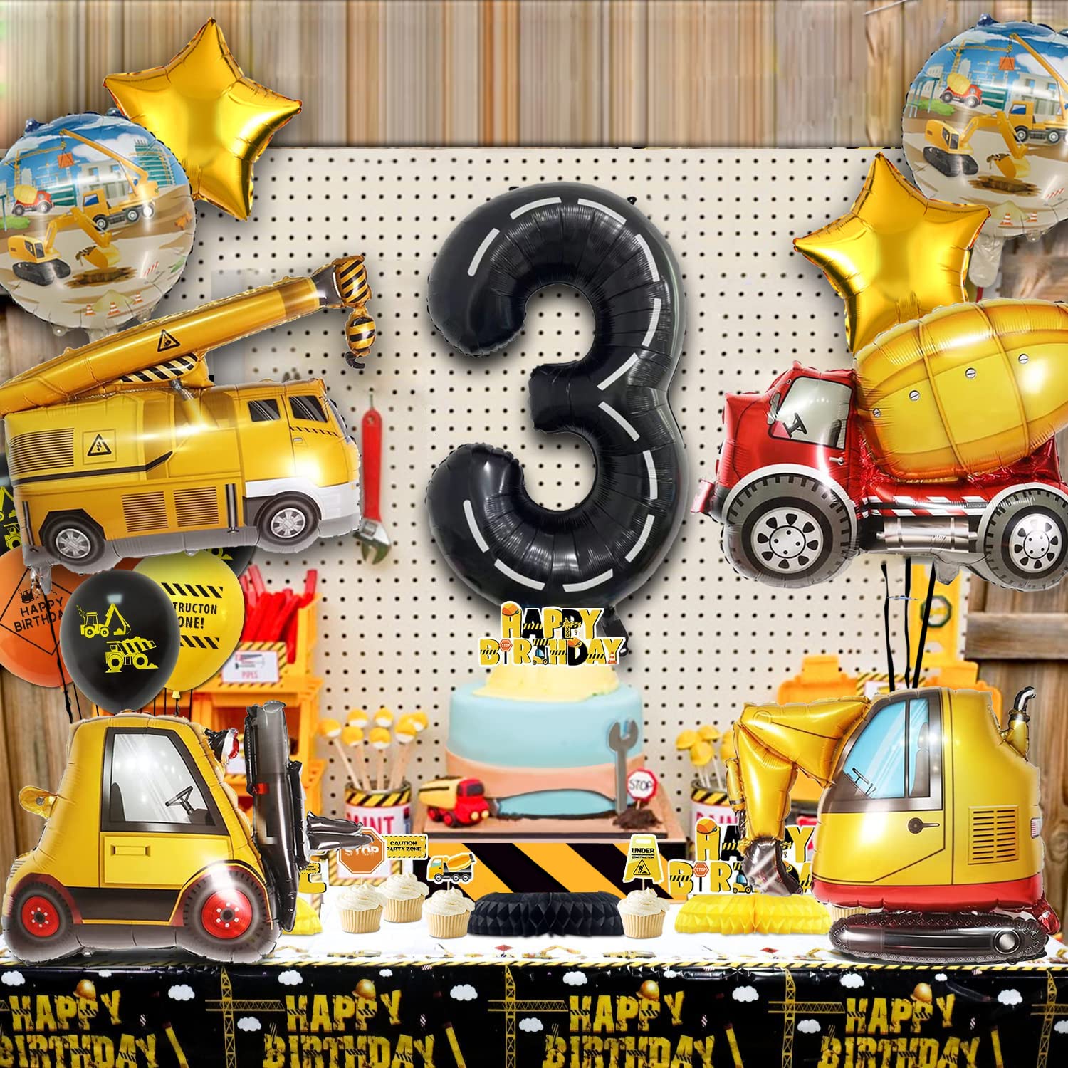 Construction Truck Balloons Construction Birthday Party Supplies Construction Trucks Party Decorations for Boys 3rd Birthday Party Construction Tractor Themed Birthday Party Favor