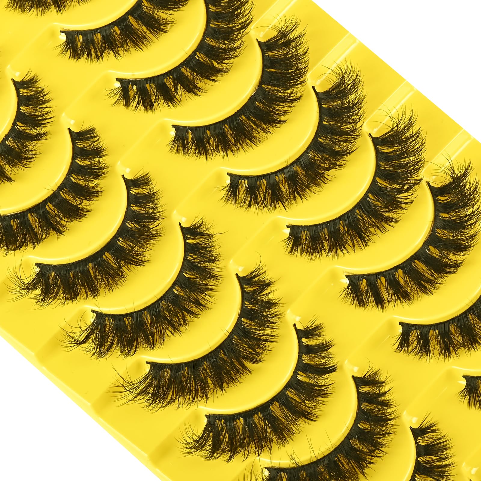 QUNETY Cat Eye Lashes Fluffy Mink Lashes Wispy 8D Natural False Eyelash Fake Eyelashes Short Strip Lashes 10 Pairs Pack (A-14mm Cat Eye)