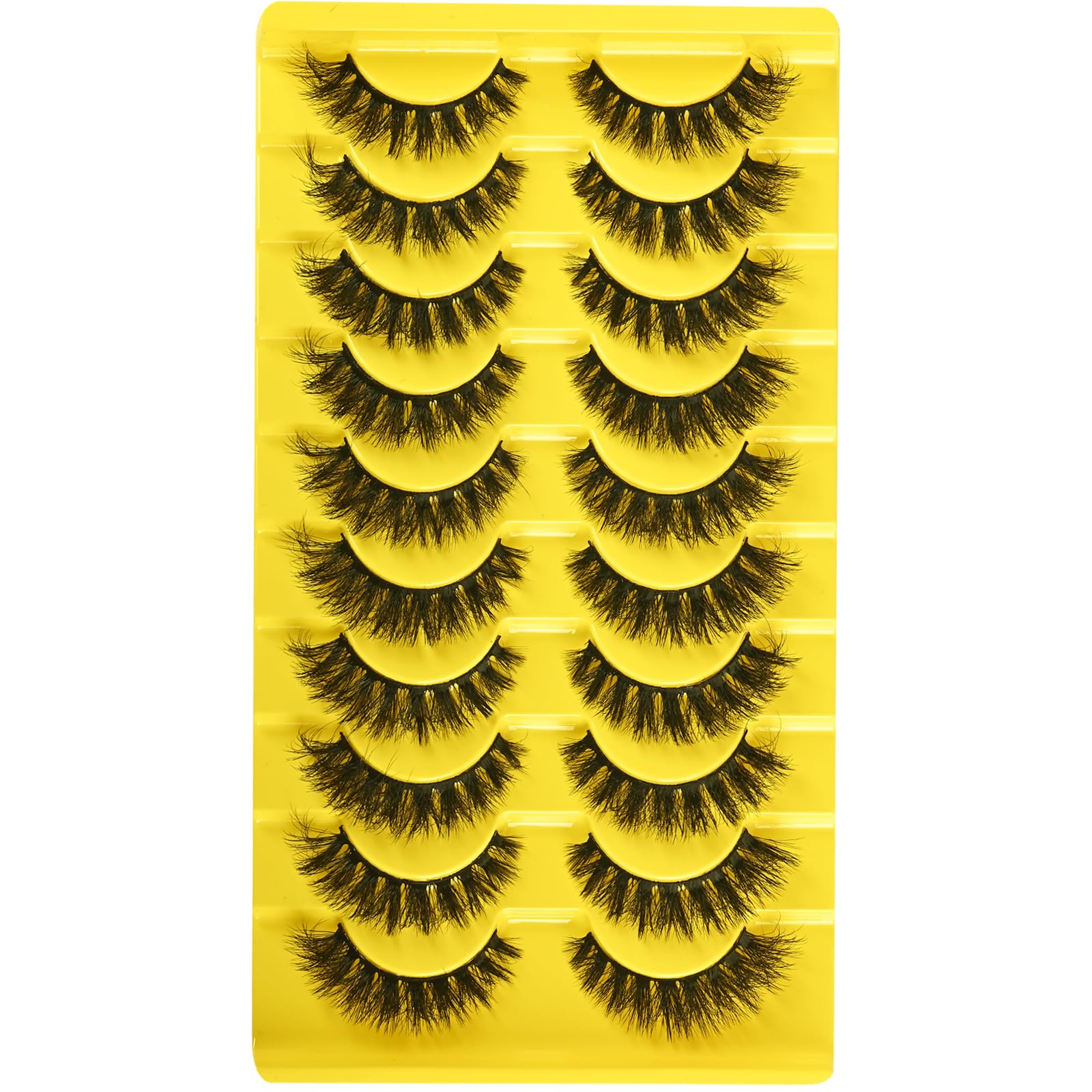 QUNETY Cat Eye Lashes Fluffy Mink Lashes Wispy 8D Natural False Eyelash Fake Eyelashes Short Strip Lashes 10 Pairs Pack (A-14mm Cat Eye)