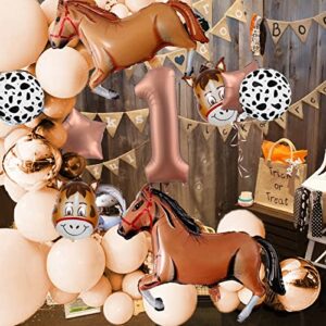 Cowboy Party Balloons First Rodeo Birthday Party Decorations Boy 40 Inch Western Cowboy Horse Themed Balloons For Birthday Party 1st Wild West Party Supplies for Arch Garland Party Baby Shower