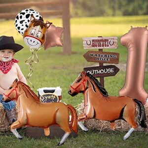 Cowboy Party Balloons First Rodeo Birthday Party Decorations Boy 40 Inch Western Cowboy Horse Themed Balloons For Birthday Party 1st Wild West Party Supplies for Arch Garland Party Baby Shower