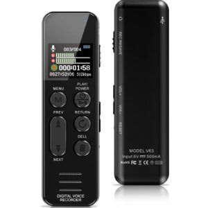 60H Voice Recorder with Playback, XIXITPY 64GB Audio Recorder with Port USB C, 750 Hours of Storage and 60 Hours of Continuous Recording, Voice Activated Recorder for Lectures, Meetings and More