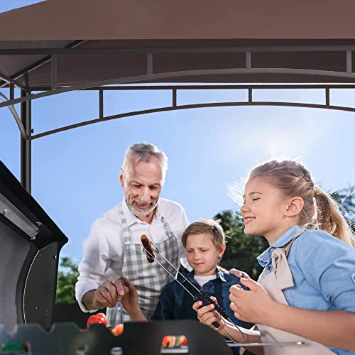 FAB BASED 5x8 Grill Gazebo Canopy for Patio, Outdoor BBQ Gazebo with Shelves, Barbeque Grill Canopy (Brown)