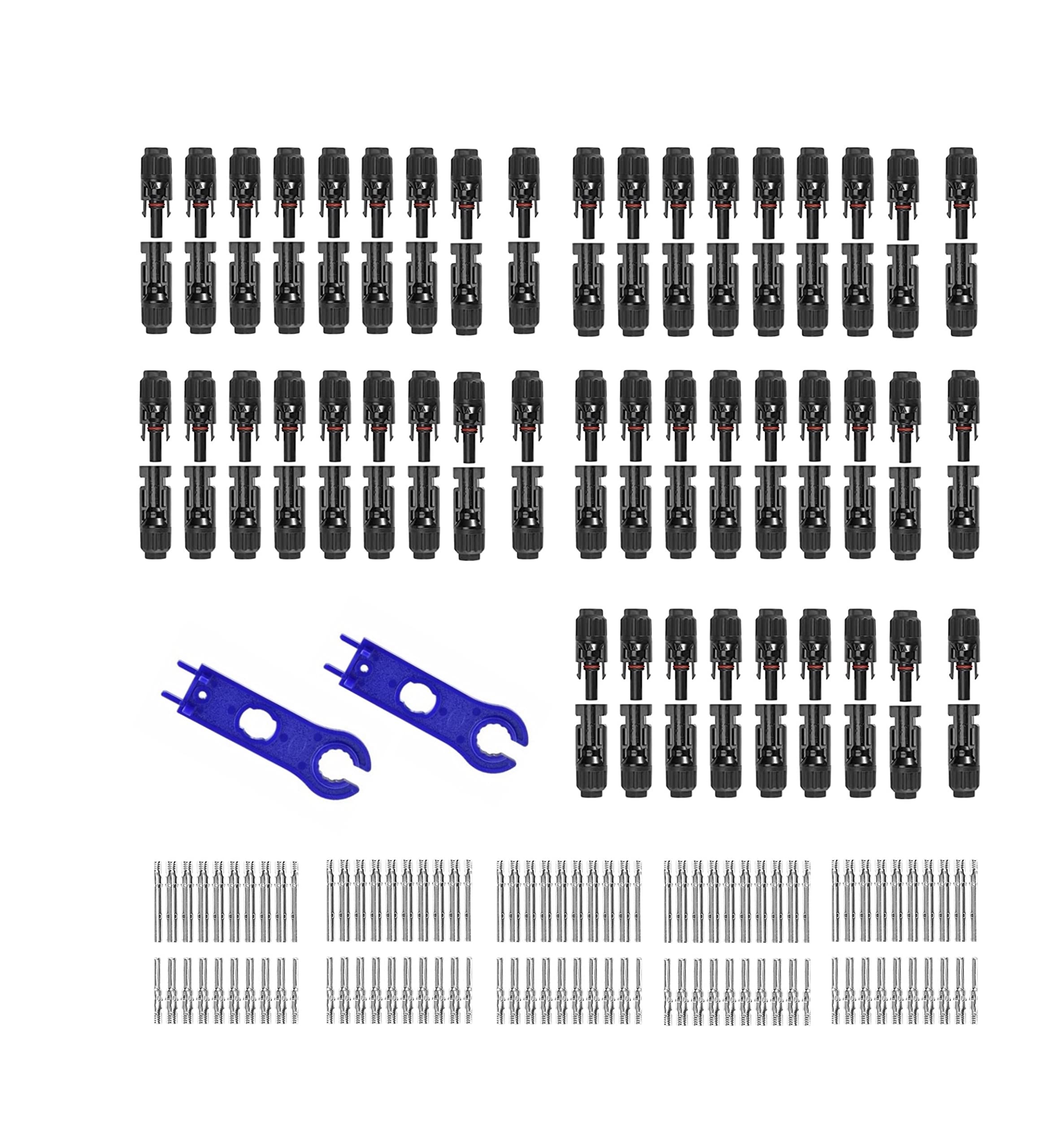 Nixesky 100PCS/50 Pairs Solar connectors Waterproof IP67 Solar Panel Connector Male/Female pv connectors(14-10AWG) with 2 Spanners (50)