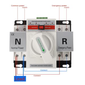 110V 2P 63A Mini Dual Power Automatic Transfer Switches Toggle Controller Change-Over Switch Self Cast Conversion