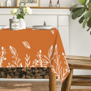 Horaldaily Fall Tablecloth 60x84 Inch Rectangular, Thanksgiving Autumn Harvest Orange Wild Flowers Table Cover for Party Picnic Dinner Decor