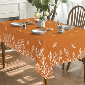 Horaldaily Fall Tablecloth 60x84 Inch Rectangular, Thanksgiving Autumn Harvest Orange Wild Flowers Table Cover for Party Picnic Dinner Decor