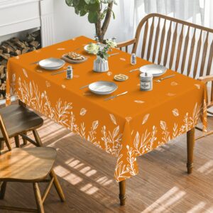 Horaldaily Fall Tablecloth 60x84 Inch Rectangular, Thanksgiving Autumn Harvest Orange Wild Flowers Table Cover for Party Picnic Dinner Decor