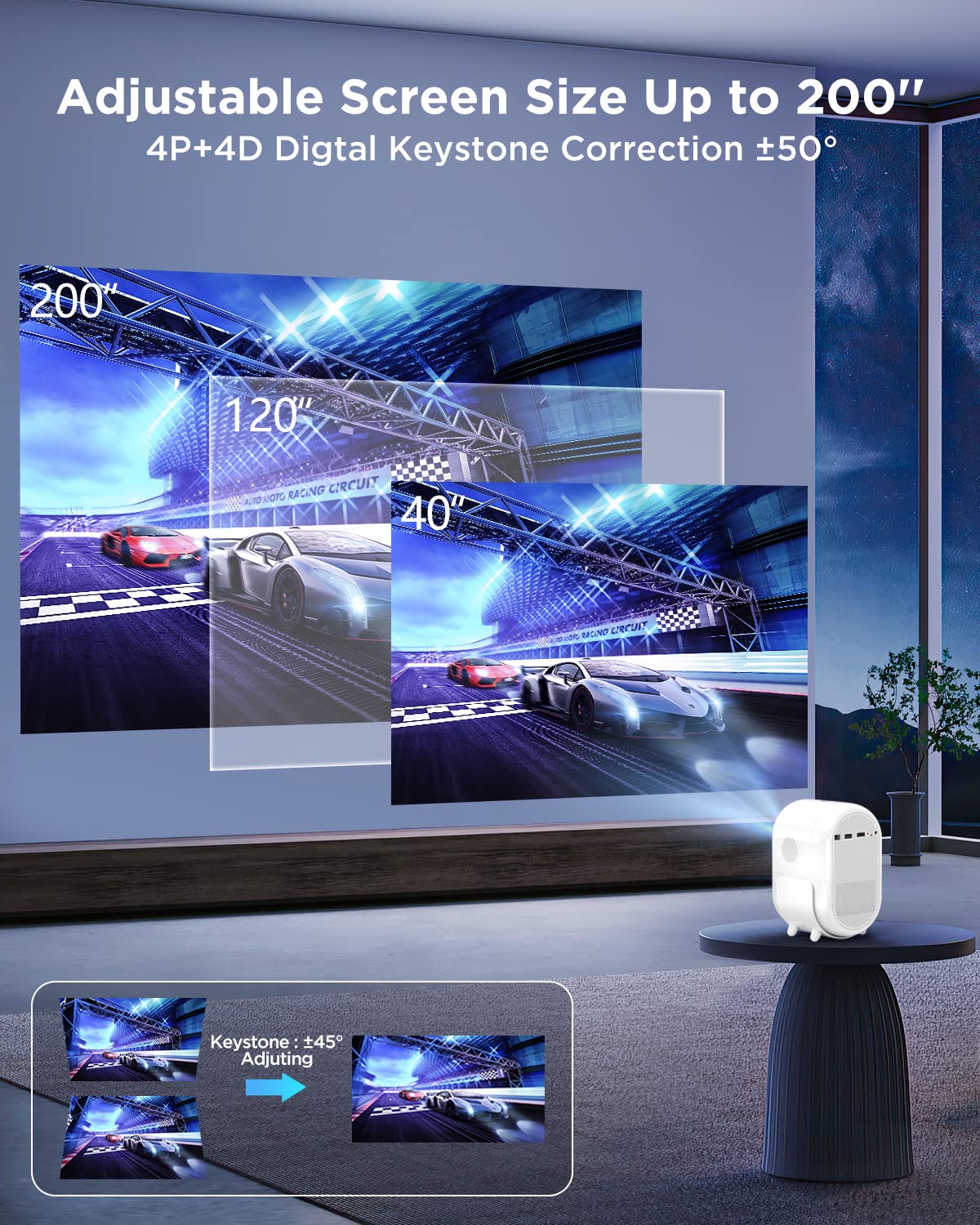 Mini Projector with 5G WiFi and Bluetooth, GUSOYO DX8 15000L Native 1080P Outdoor Projector 4K Supported, Portable Movie Projector for Home Theater, Compatible with iOS/Android/PS5/HDMI/TV Stick