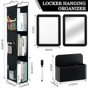 Didaey 5 Pcs 3 Shelf Hanging Locker Organizer Adjustable School Locker Shelf with Magnetic Pen Holder Magnetic Mirror Whiteboard Marker Locker Accessories for Office Home