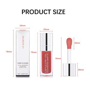 Eliversion Hydrating Lip Glow Oil, Moisturizing Lip Oil Gloss, Transparent Tinted Lip Balm, Transparent Toot Lip Oil, Plumping Lip Gloss, Long Lasting Nourishing Non-sticky (Cherry)