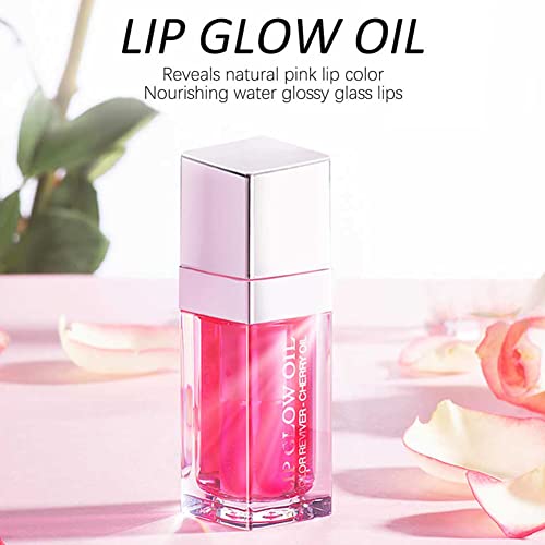 Eliversion Hydrating Lip Glow Oil, Moisturizing Lip Oil Gloss, Transparent Tinted Lip Balm, Transparent Toot Lip Oil, Plumping Lip Gloss, Long Lasting Nourishing Non-sticky (Cherry)