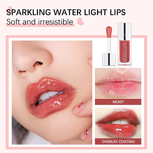 Eliversion Hydrating Lip Glow Oil, Moisturizing Lip Oil Gloss, Transparent Tinted Lip Balm, Transparent Toot Lip Oil, Plumping Lip Gloss, Long Lasting Nourishing Non-sticky (Cherry)
