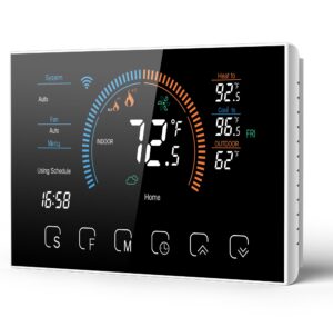 smart thermostat for home, wifi programmable digital thermostat, energy saving, c-wire adapter included, diy install, black.