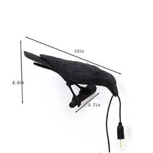 Rcxiwiz Raven Desk Lamp, Raven Lamp, Bird Light, Resin LED Bird Lamp Night Light for Bedroom/Office/Living Room/Farmhouse Art Deco with Plug-Black(Left)