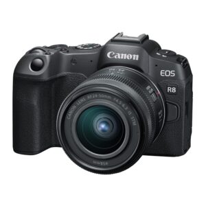 Canon EOS R8 Mirrorless Digital Camera with RF 24-50mm f/4.5-6.3 is STM Lens + 75-300mm F/4-5.6 III Lens + 50mm f/1.8 STM Lens + 128GB Memory + Case + Tripod + Filters (43pc Bundle)