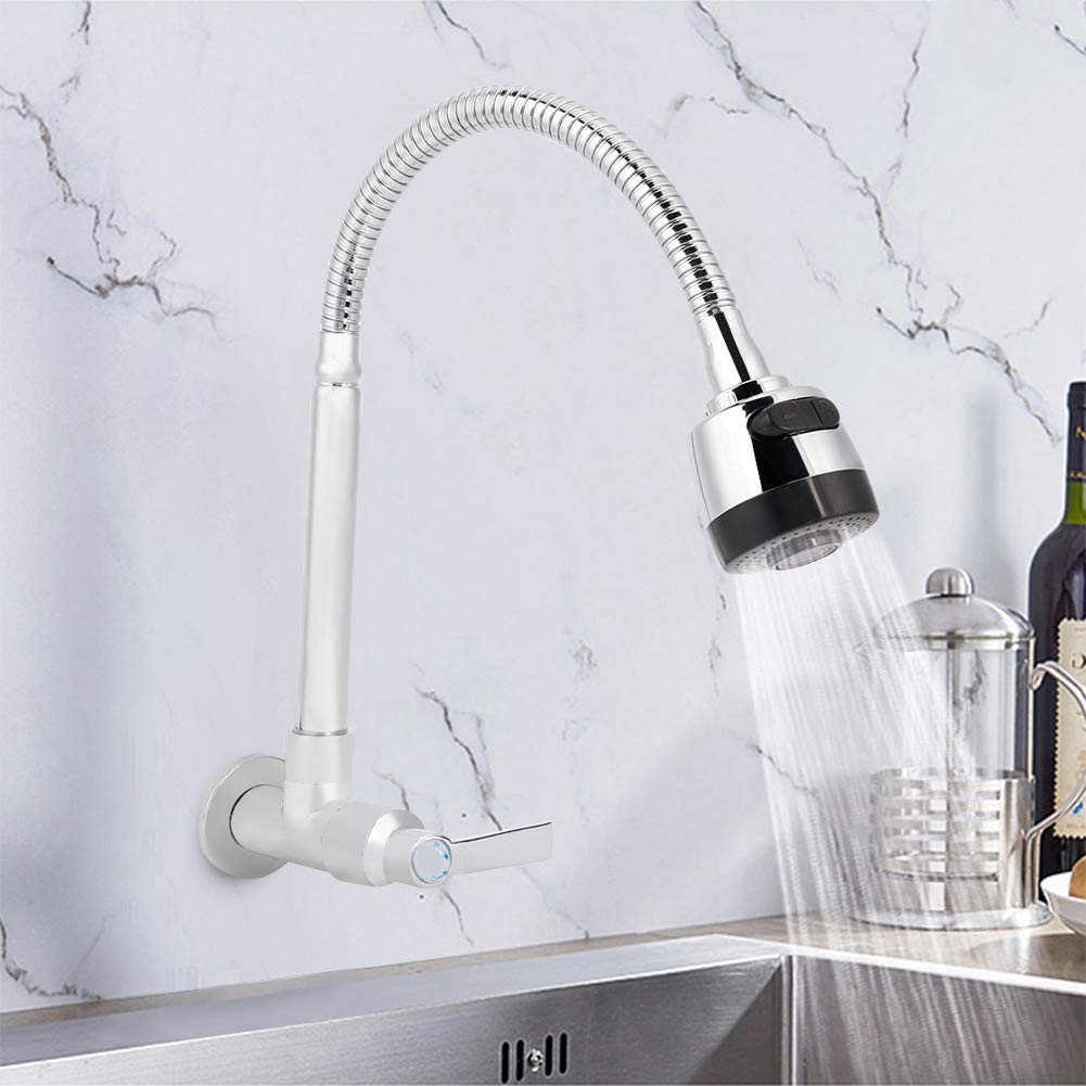 Kitchen Faucet, G1/2inch 360°Rotatable Wall Mount Faucet Single Cold Household Kitchen Wall Faucet,Washbasin Faucet, Touch on Kitchen Sink Faucets