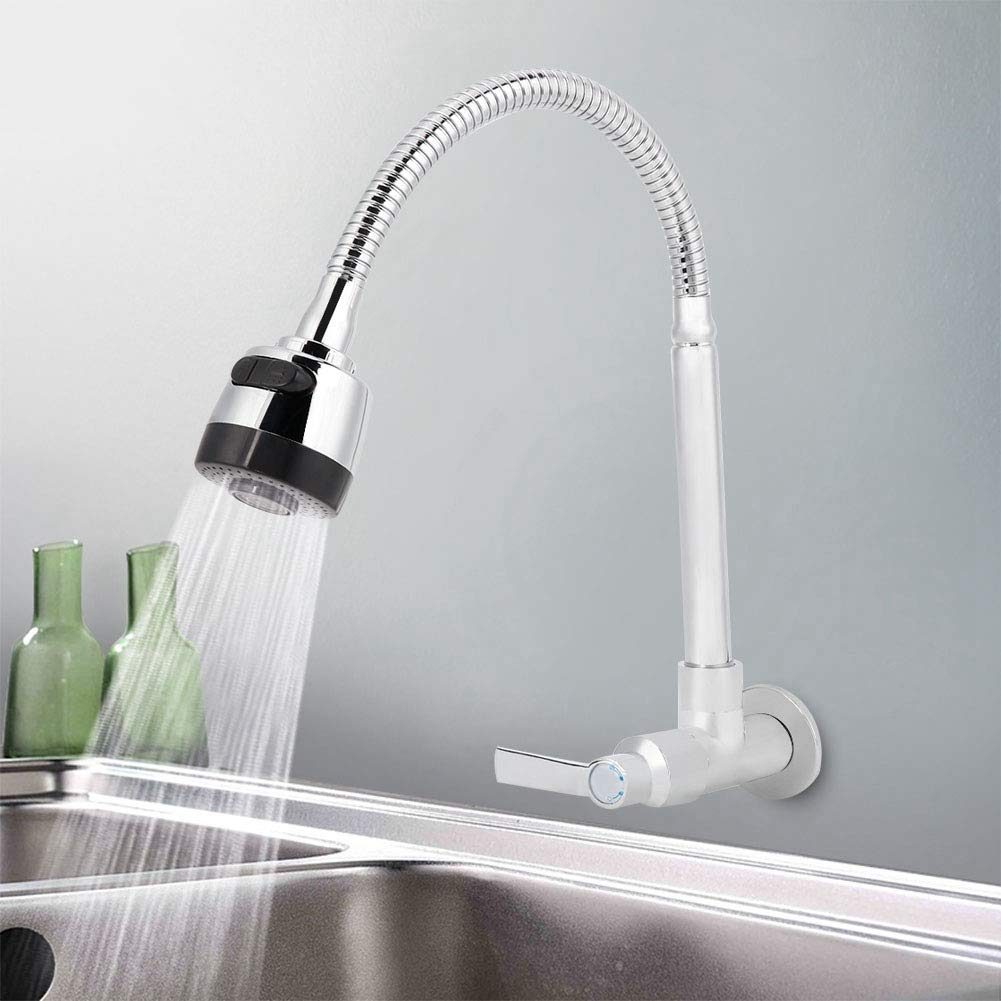 Kitchen Faucet, G1/2inch 360°Rotatable Wall Mount Faucet Single Cold Household Kitchen Wall Faucet,Washbasin Faucet, Touch on Kitchen Sink Faucets