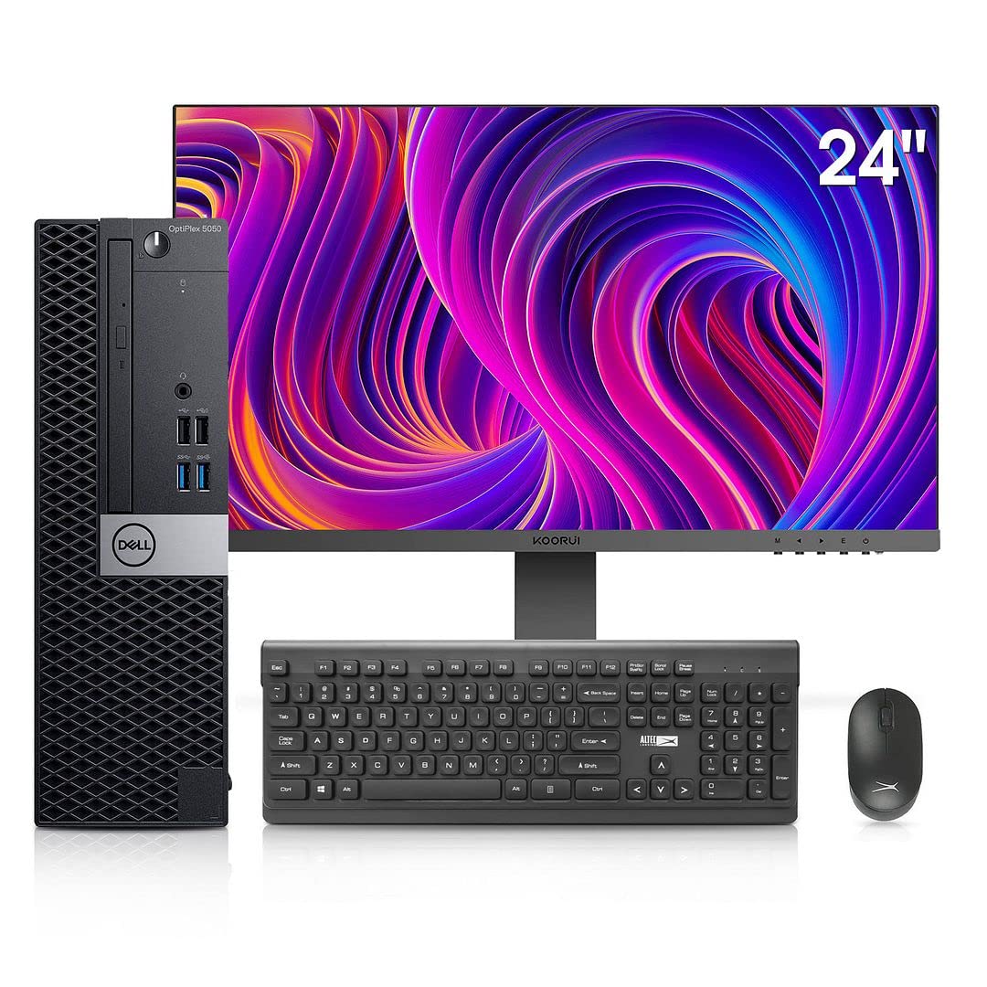 Dell OptiPlex 5050 Desktop Computers with 24 inch Koorui Monitor PC Bundle,32GB DDR4 Ram 512GB M.2 NVMe SSD,AX200 Built-in WiFi 6,Bluetooth 5.2, i5-6500 3.2GHz,HDMI,DVD-RW,Windows 10 Pro (Renewed)