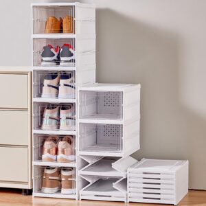 qunclay 12 pairs foldable shoe storage boxes include 4 pcs 3 layer stackable clear shoes rack organizer solid hard plastic shoe containers for closet bedroom shoe organizer sneakers display