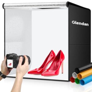 glendan light box photography, 24" x 20" professional photo studio light box, large photo box with 336 high color rendering index led lights & 6 color pvc backdrops for product photography