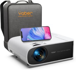projector with wifi 6 and bluetooth, yaber c450 19000l 4k support native 1080p portable outdoor projector, 200" max 4p/4d keystone with zoom function home movie projector for tv stick/ps5/android/ios
