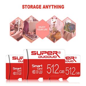 512GB Micro SD Card,Mini SD Card Class 10 High Speed 512GB Memory Cards with SD Card Adapter Android Smartphone/Camera/Tablet and Drone