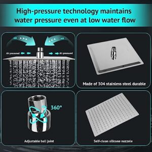 Shower Head Combo,10 Settings Handheld Filtered Shower head/10" High Pressure Rain Shower Head with 11" Extension Arm,Bracket/Hose, Chrome