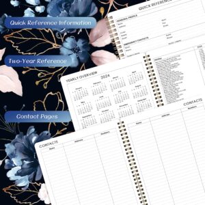 2024 Planner - 2024 Planner Weekly and Monthly, Jan. 2024 - Dec. 2024, 8'' x 10'', 2024 Calendar Planner with Twin-Wire Binding, Premium Paper, Flexible Cover, Check Box - Ink Painted Flowers