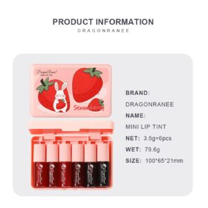 6 Colors Lip Tint Stain Set, Korean Lip Gloss Mini Liquid Lipstick, Lip and Cheek Tint, Long lasting Non-Stick Cup Waterproof Makeup