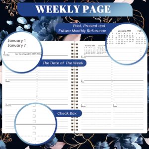 2024 Planner - 2024 Planner Weekly and Monthly, Jan. 2024 - Dec. 2024, 8'' x 10'', 2024 Calendar Planner with Twin-Wire Binding, Premium Paper, Flexible Cover, Check Box - Ink Painted Flowers