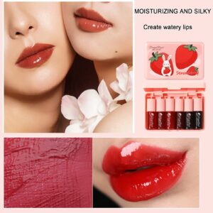 6 Colors Lip Tint Stain Set, Korean Lip Gloss Mini Liquid Lipstick, Lip and Cheek Tint, Long lasting Non-Stick Cup Waterproof Makeup