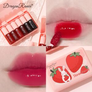 6 Colors Lip Tint Stain Set, Korean Lip Gloss Mini Liquid Lipstick, Lip and Cheek Tint, Long lasting Non-Stick Cup Waterproof Makeup